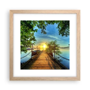 Plakat w ramie jasny dąb - Zachód nad wodą - 30x30 cm