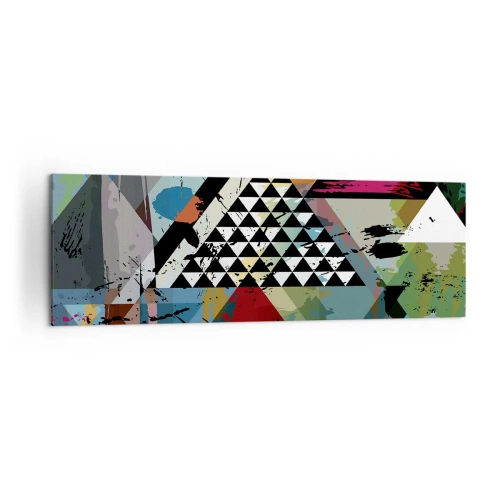 Obraz na płótnie - Abstrakcyjna kompozycja geometrycznych kształtów i barw - 160x50cm - Jakie to proste - Nowoczesna dekoracja ścienna do salonu i sypialni ARTTOR