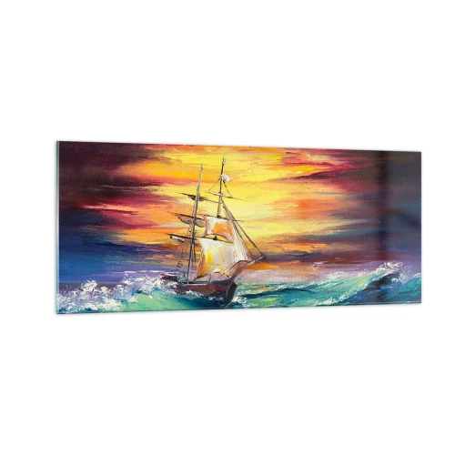 Obraz na szkle - Dzielnie pod fale - 100x40 cm