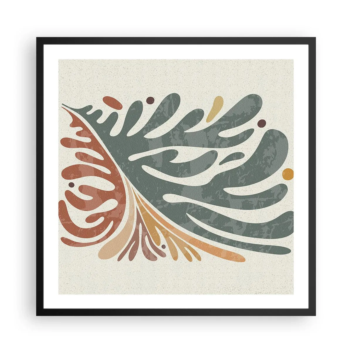 Plakat w czarnej ramie - Wielobarwny liść - 60x60 cm