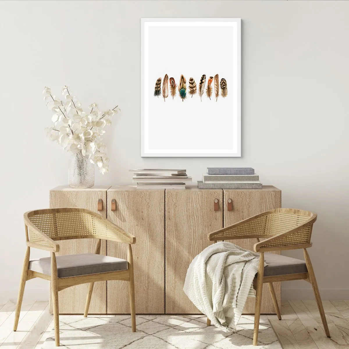 Plakat w białej ramie - Pierzasta wariacja - 70x100 cm