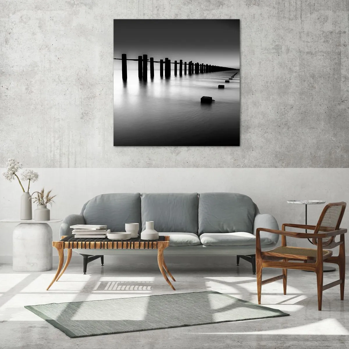 Obraz na szkle - Szara dal we mgle - 60x60 cm