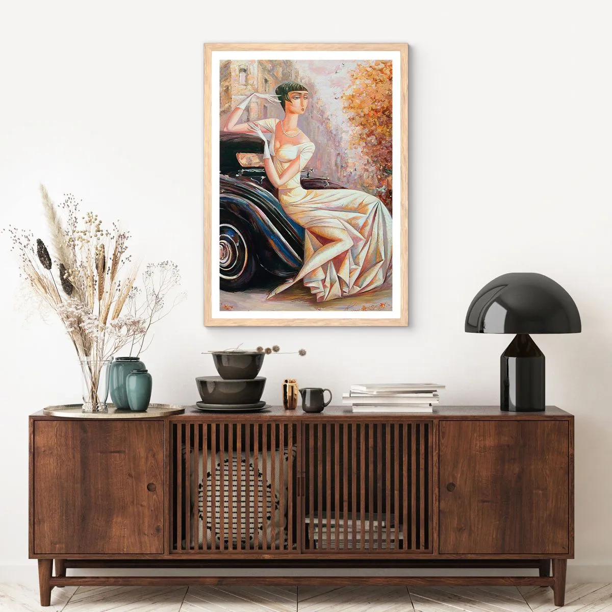 Plakat w ramie jasny dąb - Elegancja w stylu retro - 50x70 cm