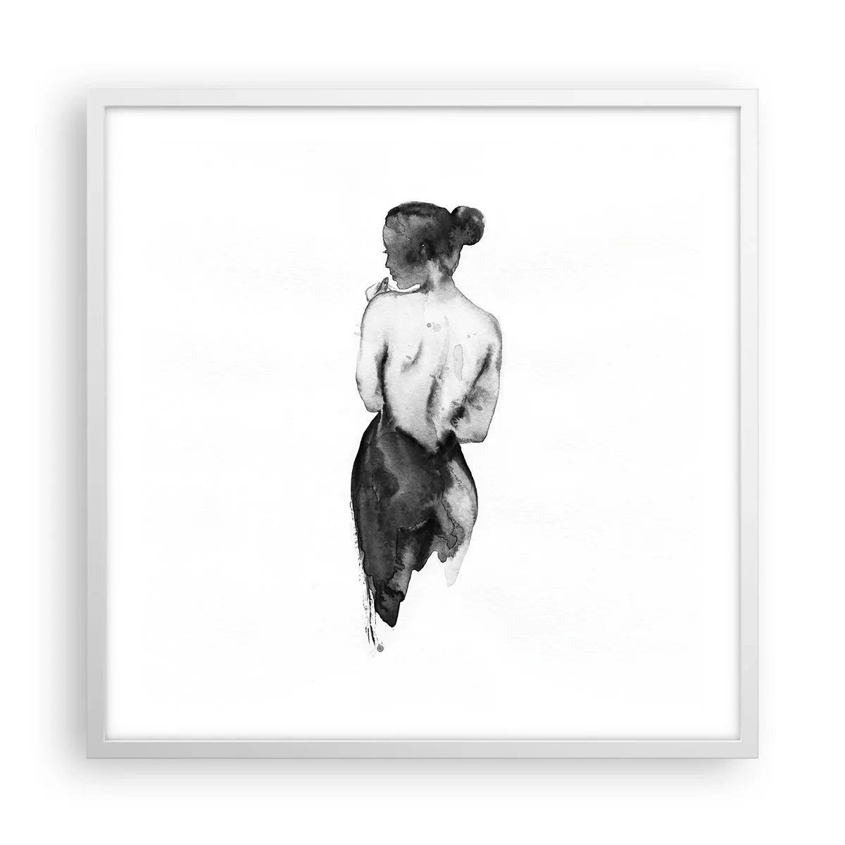 Plakat w białej ramie - Przy niej świat znika - 60x60 cm