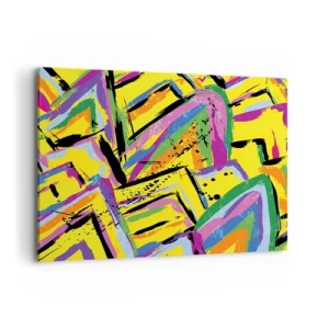 Obraz na płótnie - Żywa abstrakcja w jaskrawych kolorach i dynamicznych kształtach - 100x70cm - Aż krzyczy z radości - Nowoczesna dekoracja ścienna do salonu, kuchni i sypialni ARTTOR