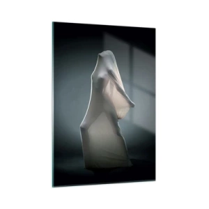 Obraz na szkle - Tajemnicza sylwetka w delikatnym świetle - 50x70cm - Ukryte pragnienia - Nowoczesna dekoracja ścienna do salonu, kuchni i sypialni ARTTOR