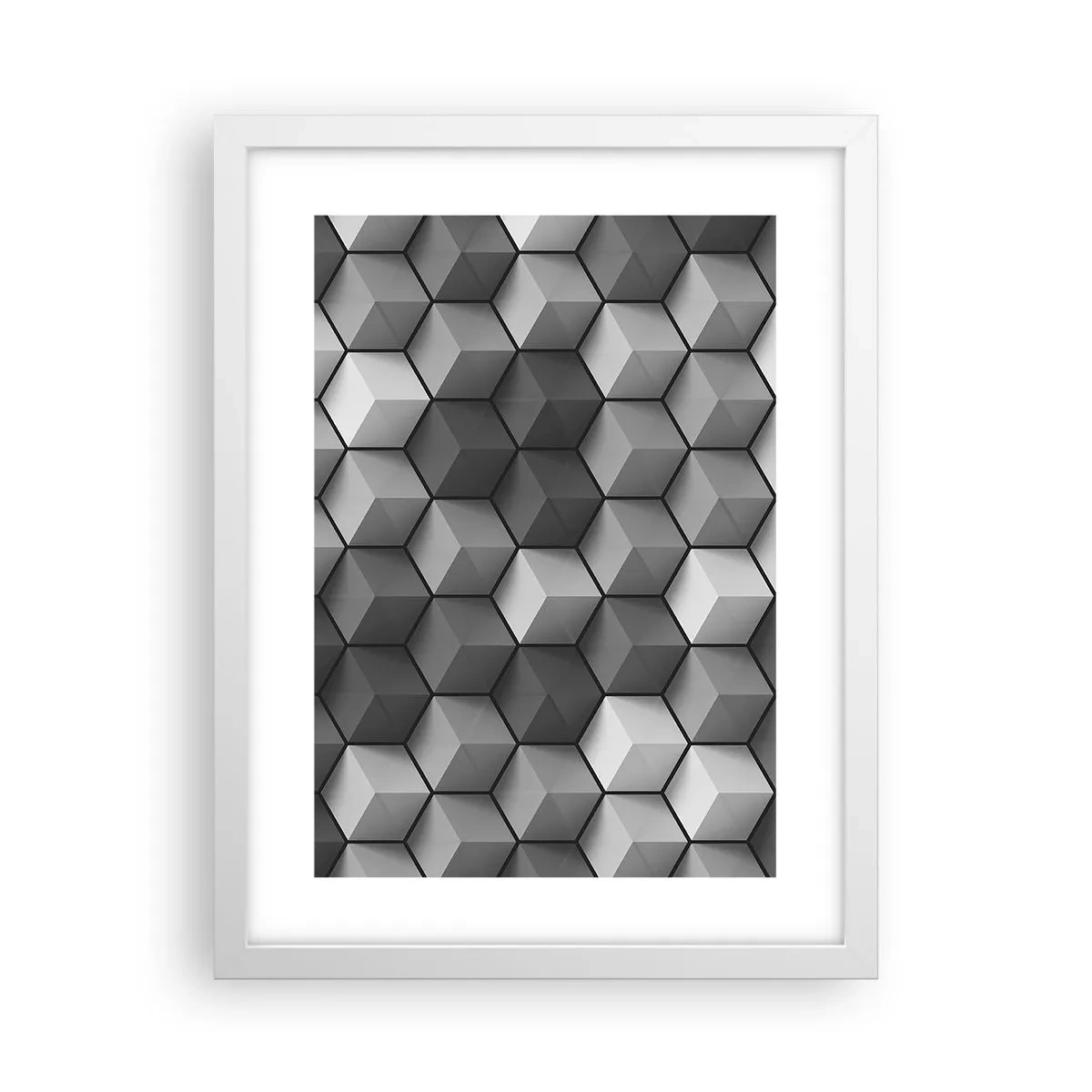 Plakat w białej ramie - Kubistyczna układanka - 30x40 cm