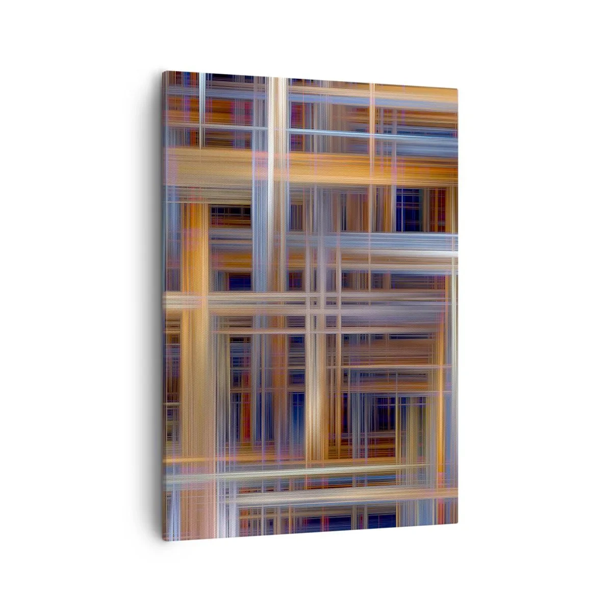 Obraz na płótnie - Abstrakcyjny wzór geometryczny z liniami - 50x70cm - Utkane ze światła - Nowoczesna dekoracja ścienna do salonu, kuchni i sypialni ARTTOR