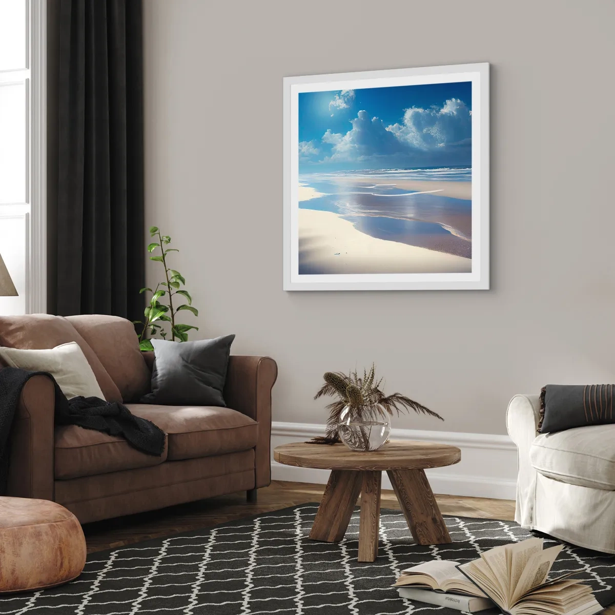 Plakat w białej ramie - Rajskie wakacje - 40x40 cm