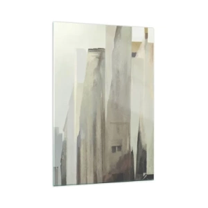 Obraz na szkle - Abstrakcyjny krajobraz miasta w pastelowych odcieniach - 70x100cm - Sen o mieście - Nowoczesna dekoracja ścienna do salonu i sypialni ARTTOR
