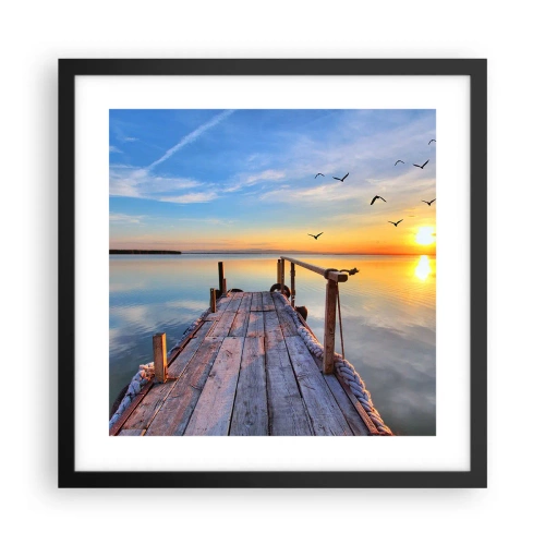 Plakat w czarnej ramie - Iść przed siebie ku słońcu - 40x40 cm
