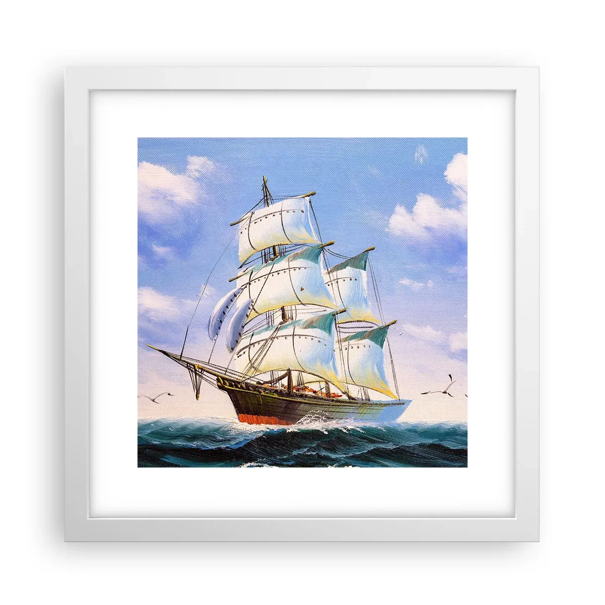 Plakat w białej ramie - Dumnie z wiatrem - 30x30 cm