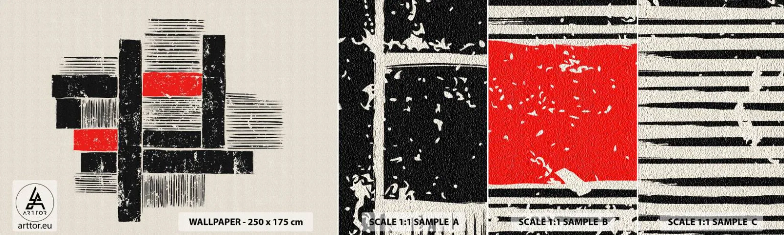 Fototapeta Próbka Samoprzylepna Deluxe Sticker - Czerwone i czarne - Abstrakcja, Sztuka Współczesna, Industrialny - 100x30 cm