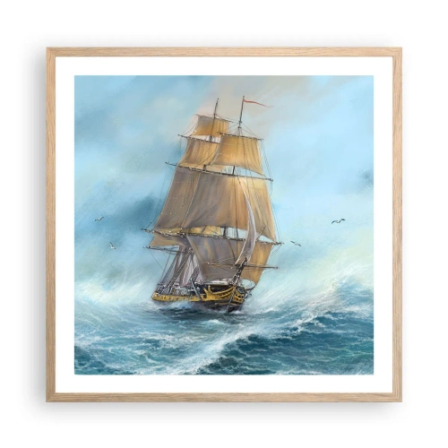 Plakat w ramie jasny dąb - Mknący po falach - 60x60 cm