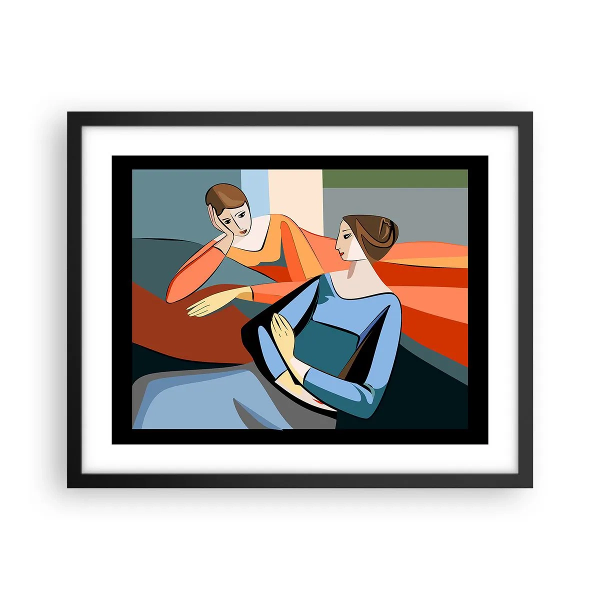 Plakat w czarnej ramie - Chwila zwierzeń - 50x40 cm