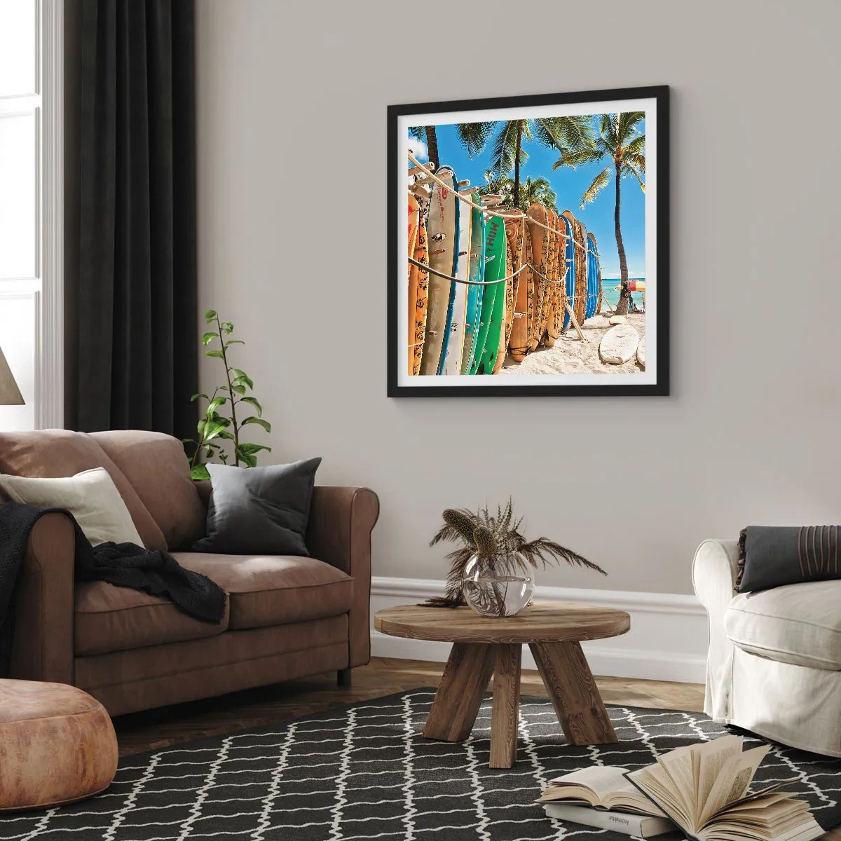 Plakat w czarnej ramie - Słoneczna zabawa - 30x30 cm