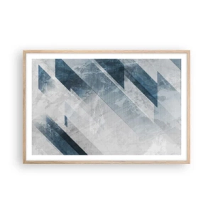 Plakat w ramie jasny dąb - Kompozycja przestrzenna – ruch szarości - 91x61 cm