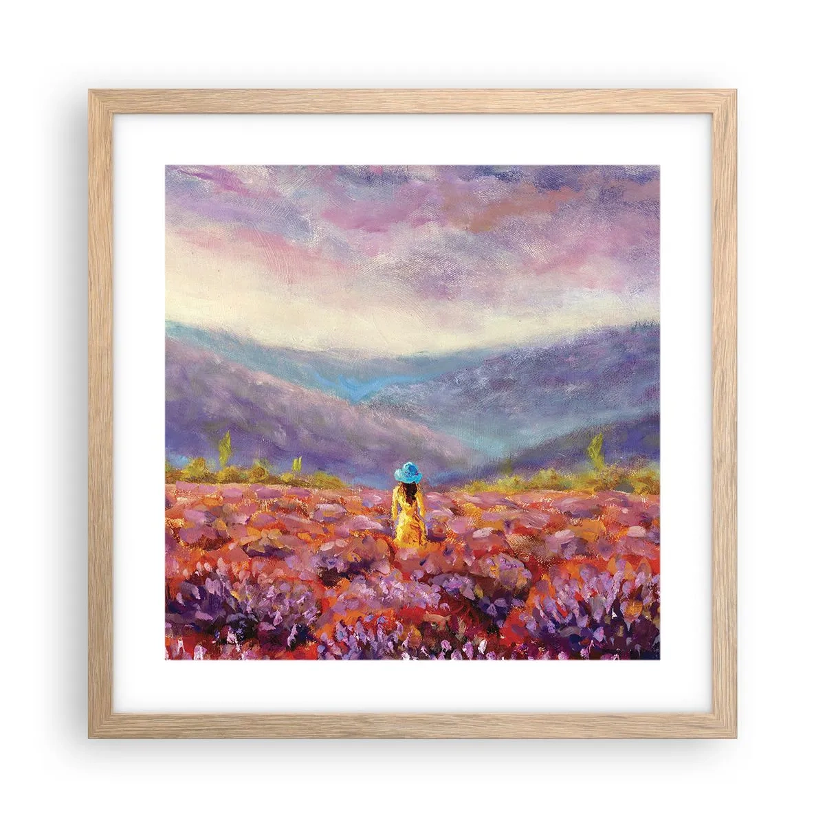 Plakat w ramie jasny dąb - W lawendowym świecie - 40x40 cm
