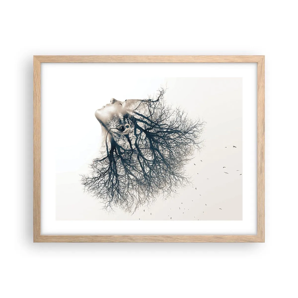 Plakat w ramie jasny dąb - Zasłuchana w szept drzewa - 50x40 cm