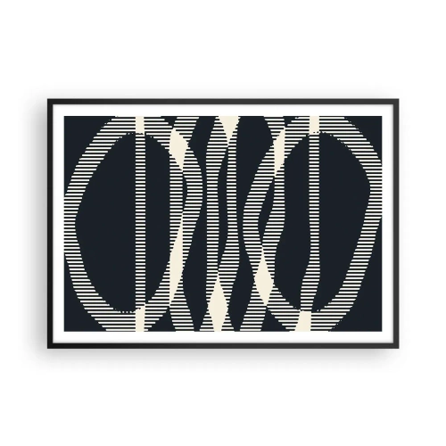Plakat w czarnej ramie - Geometryczne linie w jasnych odcieniach na ciemnym tle - 100x70cm - Próba przełamania ciemności - Nowoczesna dekoracja ścienna do salonu i sypialni ARTTOR