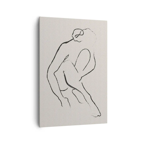 Obraz na płótnie - Minimalistyczna sylwetka w czerni na jasnym tle - 70x100cm - Szkic intymny - Nowoczesna dekoracja ścienna do salonu i sypialni ARTTOR