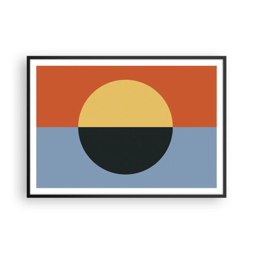 Plakat w czarnej ramie - Abstrakcja geometryczna z kontrastowymi kolorami - 100x70cm - Kompozycja ciepła i chłodu - Nowoczesna dekoracja ścienna do salonu i sypialni ARTTOR