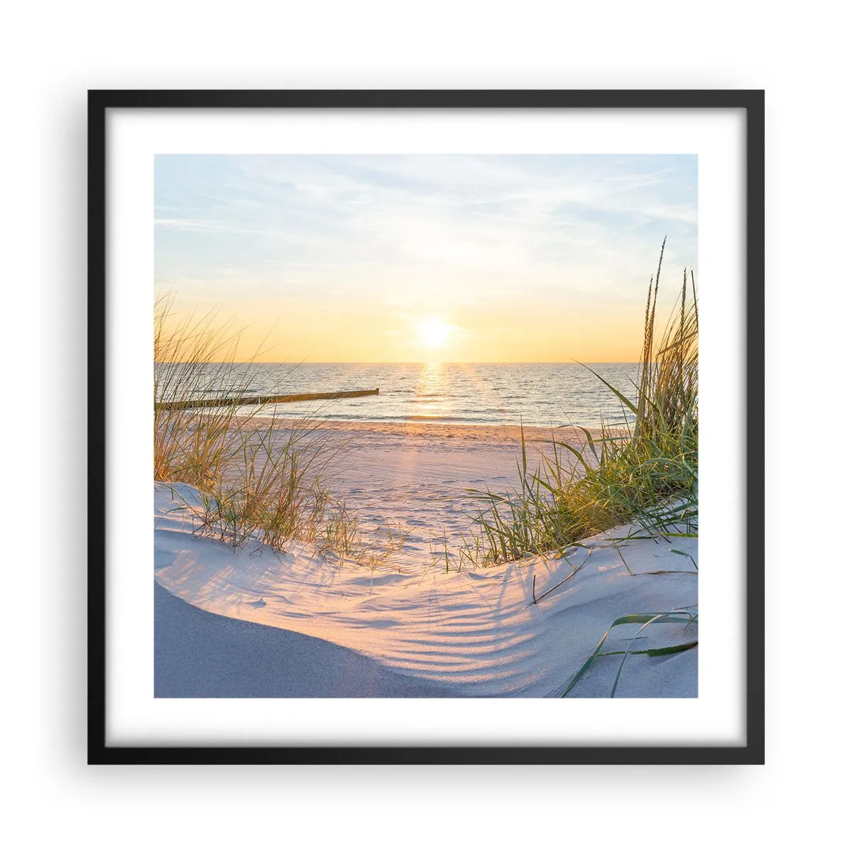 Plakat w czarnej ramie - Morza szum, ptaków śpiew, dzika plaża pośród traw… - 50x50 cm