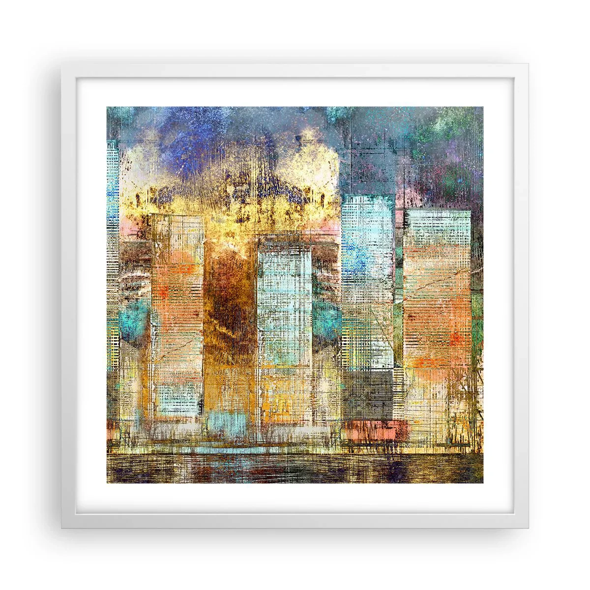 Plakat w białej ramie - Słoneczna metropolia - 50x50 cm