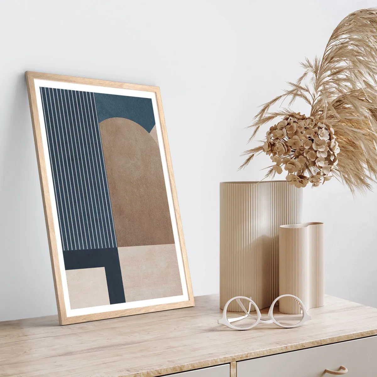 Plakat w ramie jasny dąb - Kompozycja prostoty i krągłości - 30x40 cm