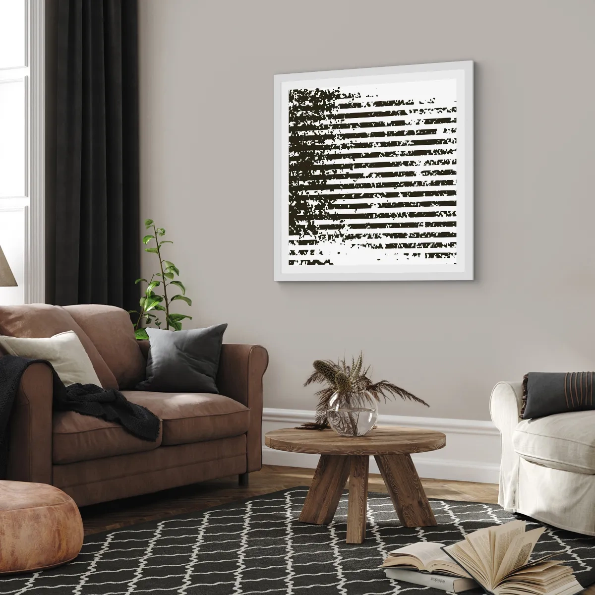 Plakat w białej ramie - Rytm i szum - 50x50 cm