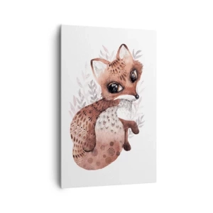 Obraz na płótnie - Uroczy lisek w akwarelowym stylu na jasnym tle - 80x120cm - Tylko pokochać - Nowoczesna dekoracja ścienna do salonu i sypialni ARTTOR
