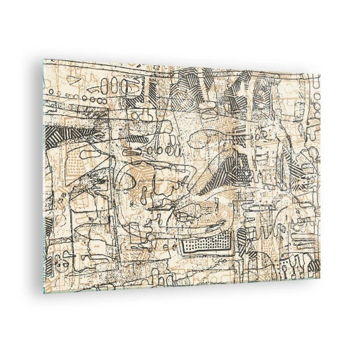 Obraz na szkle - Złożona abstrakcyjna struktura z geometrycznymi i szkicowymi wzorami - 70x50cm - Czeka na rozszyfrowanie - Nowoczesna dekoracja ścienna do salonu i sypialni ARTTOR