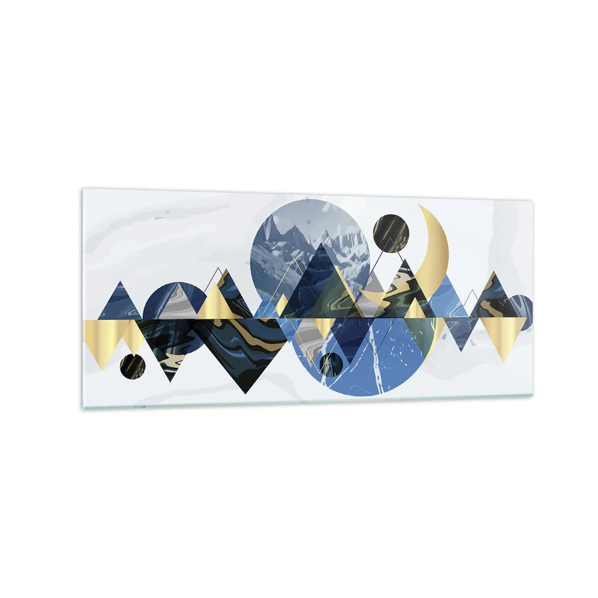 Obraz na szkle - Abstrakcyjne geometryczne wzory z motywem gór - 120x50cm - Pejzaż geometryczny - Nowoczesna dekoracja ścienna do salonu i sypialni ARTTOR