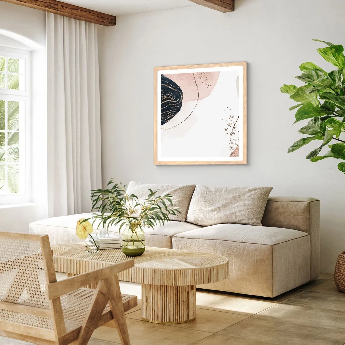 Plakat w ramie jasny dąb - Wszystko płynie - 60x60 cm