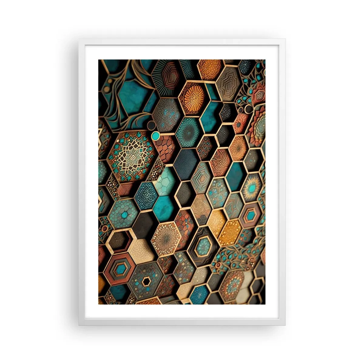 Plakat w białej ramie - Arabskie ornamenty – wariacja - 50x70 cm