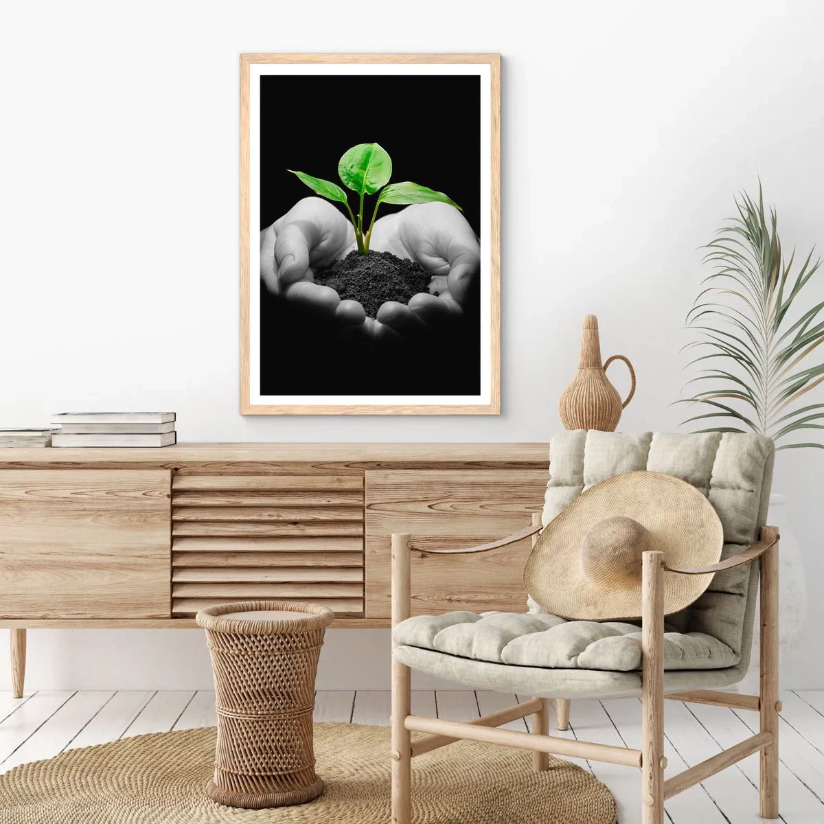 Plakat w ramie jasny dąb - Kocham naturę, chronię ją - 70x100 cm