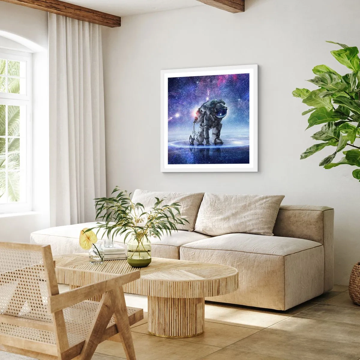 Plakat w białej ramie - Niebo gwiaździste nade mną - 60x60 cm