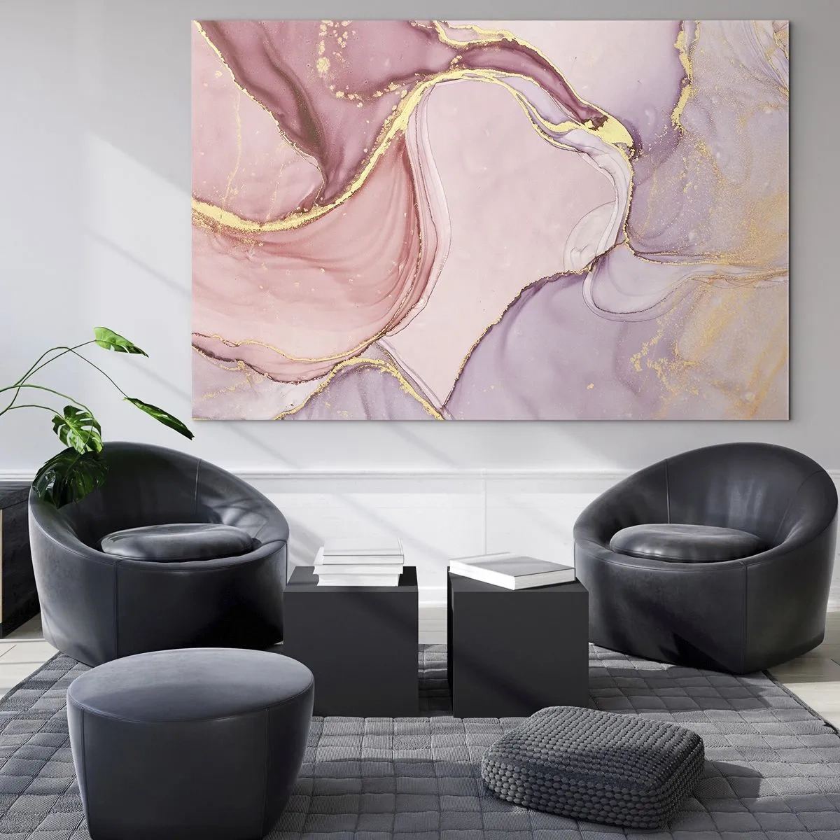 Obraz na szkle - Abstrakcyjna kompozycja w odcieniach różu i złota - 120x80cm - Pieszczota barw - Nowoczesna dekoracja ścienna do salonu, kuchni i sypialni ARTTOR