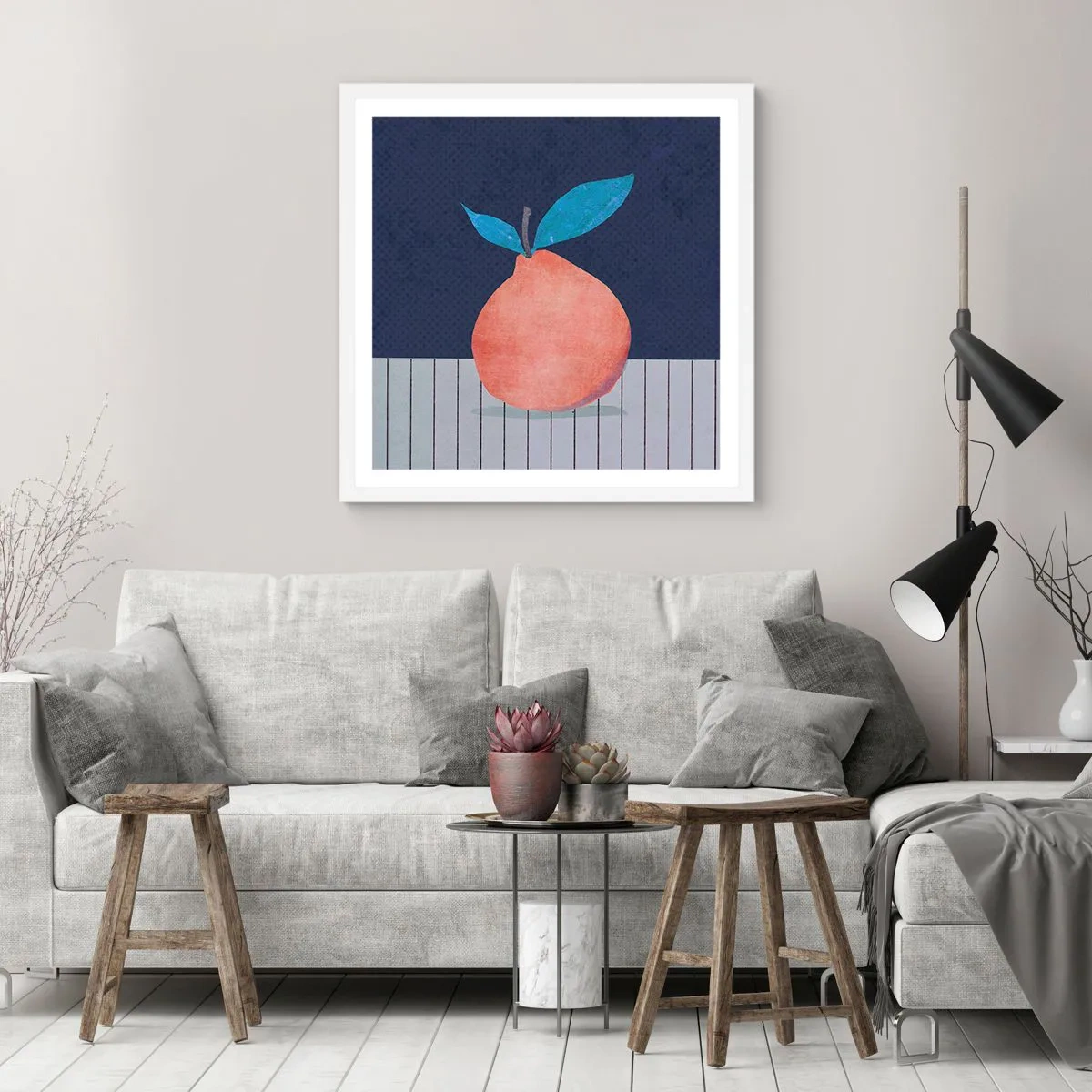 Plakat w białej ramie - Wypukłość i płaszczyzna - 60x60 cm