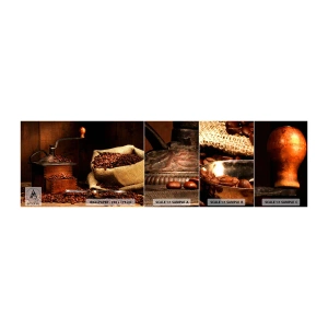 Fototapeta Próbka Samoprzylepna Deluxe Sticker - Martwa natura z ziarnami kawy i młynkiem - Gastronomia, Kawa, Młynek Do Kawy - 100x30 cm