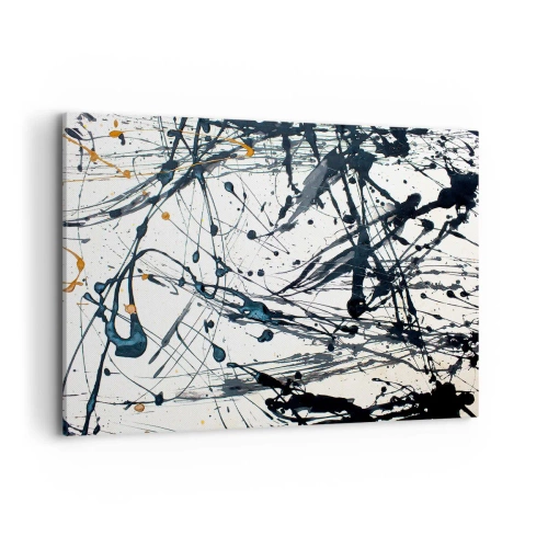 Obraz na płótnie - Abstrakcyjny obraz z rozpryskami farby w dynamicznych wzorach - 100x70cm - Abstrakcja ekspresjonistyczna - Nowoczesna dekoracja ścienna do salonu, kuchni i sypialni ARTTOR