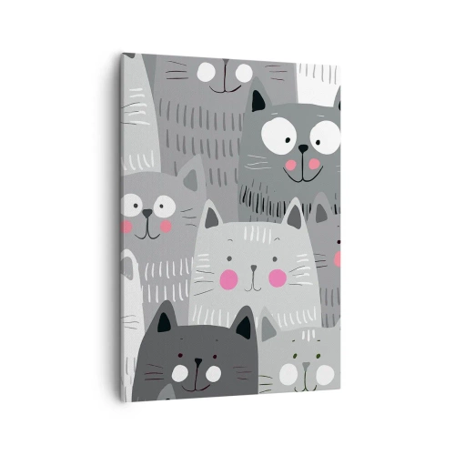 Obraz na płótnie - Urocze koty w minimalistycznym stylu - 50x70cm - Koci świat - Nowoczesna dekoracja ścienna do salonu, kuchni i sypialni ARTTOR