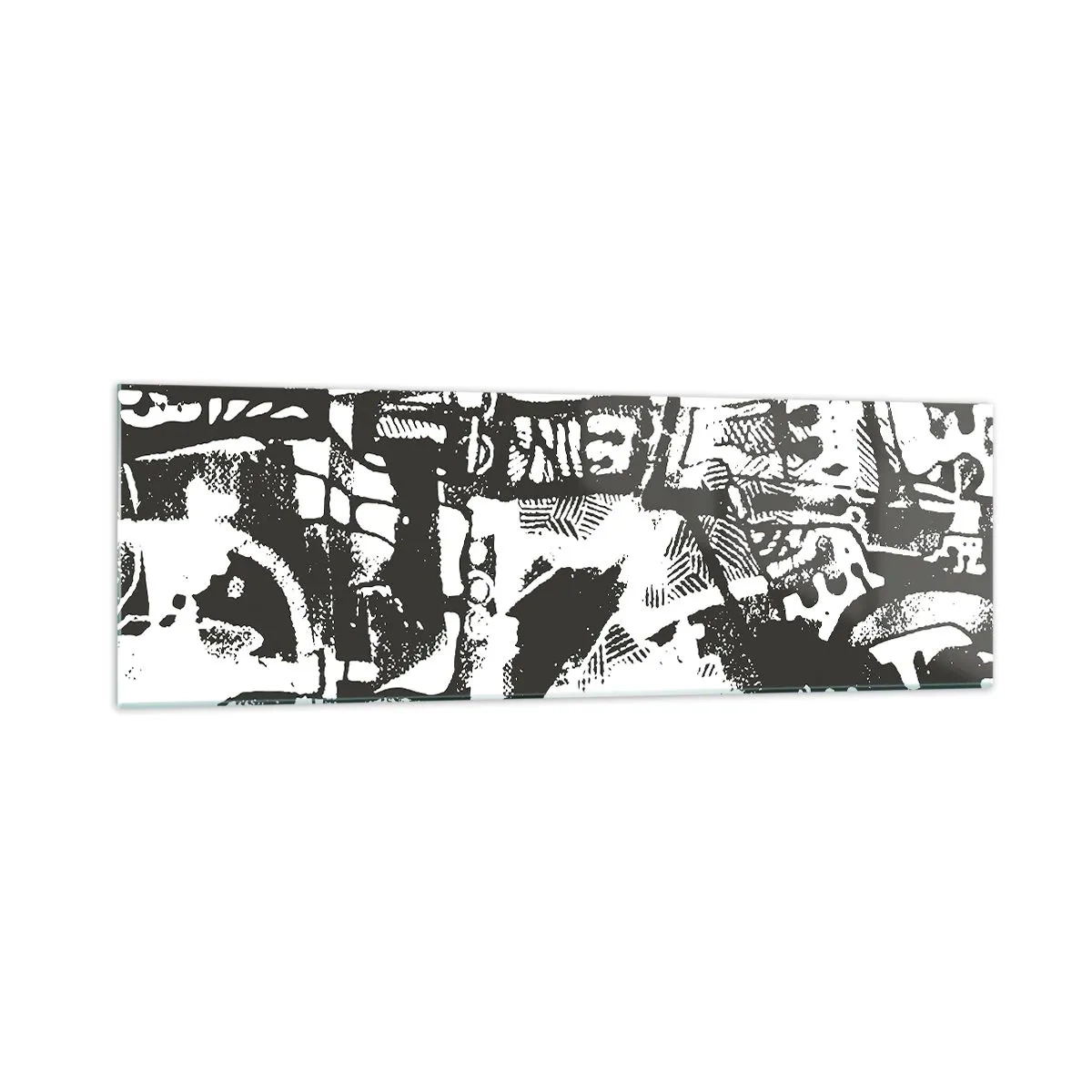 Obraz na szkle - Abstrakcyjny monochromatyczny wzór w stylu retro - 160x50cm - Porządek czy chaos? - Nowoczesna dekoracja ścienna do salonu i sypialni ARTTOR