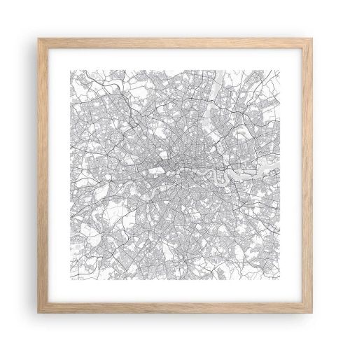 Plakat w ramie jasny dąb - Mapa londyńskiego labiryntu - 40x40 cm