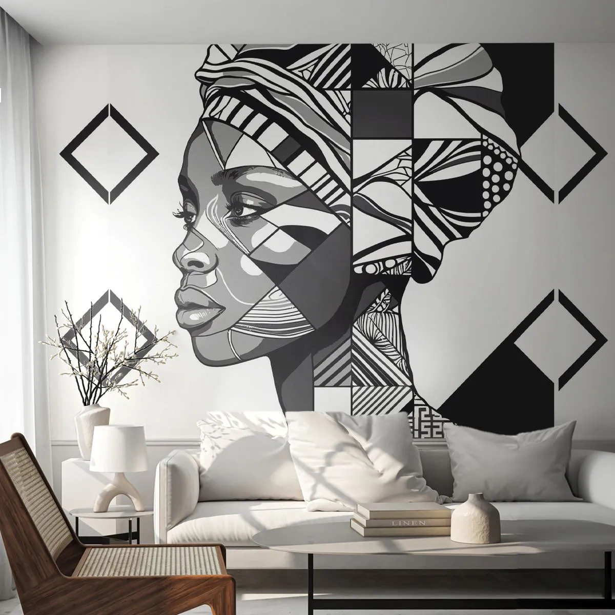 Fototapeta Premium Canvas - Portret etniczny - Portret, Afroamerykanka, Turban - 250x175 cm