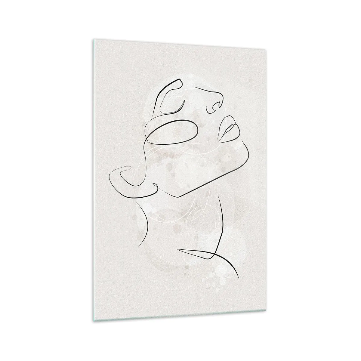 Obraz na szkle - Minimalistyczny szkic twarzy na jasnym tle - 70x100cm - Zarys marzenia - Nowoczesna dekoracja ścienna do salonu i sypialni ARTTOR