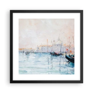 Plakat w czarnej ramie - Za wodą, za mgłą - 40x40 cm
