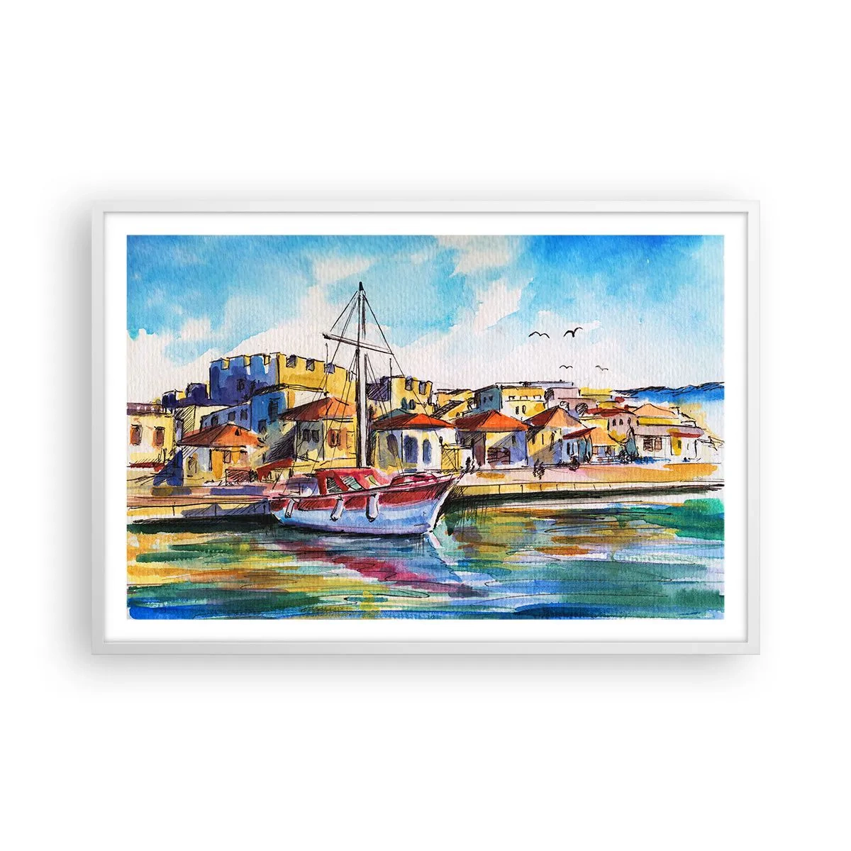 Plakat w białej ramie - Tęczowe popołudnie - 91x61 cm