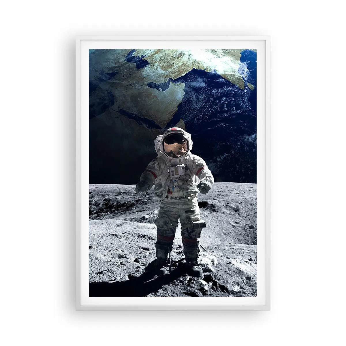 Plakat w białej ramie - Pozdrowienia z Księżyca - 70x100 cm