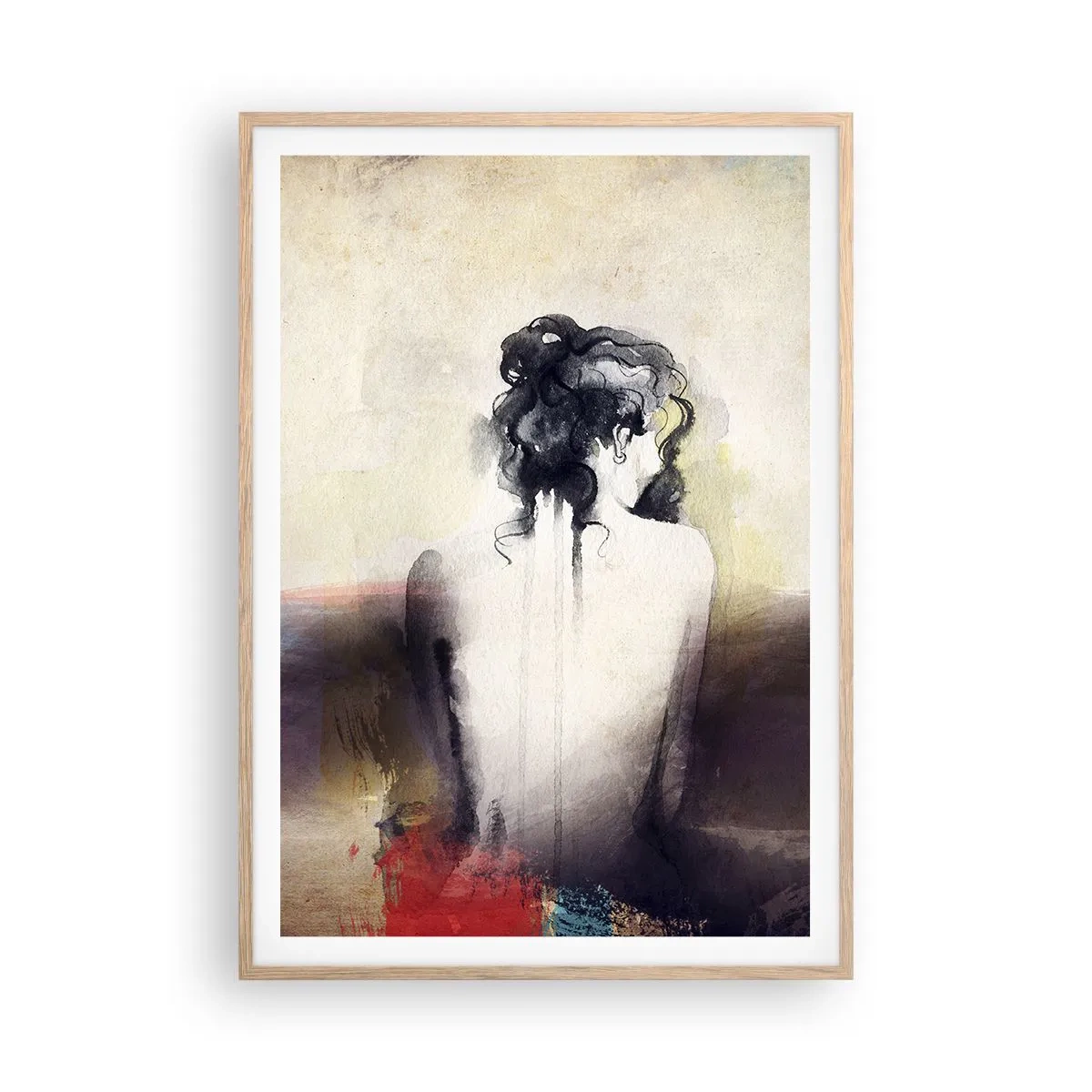 Plakat w ramie jasny dąb - Łagodne linie, owalne kształty - 70x100 cm